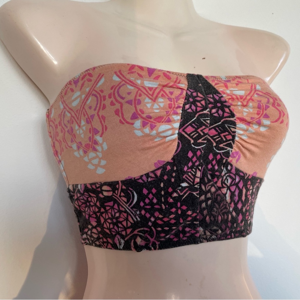 Intimately Free People Peach Patterned Bandeau cropped top soft bustier tube